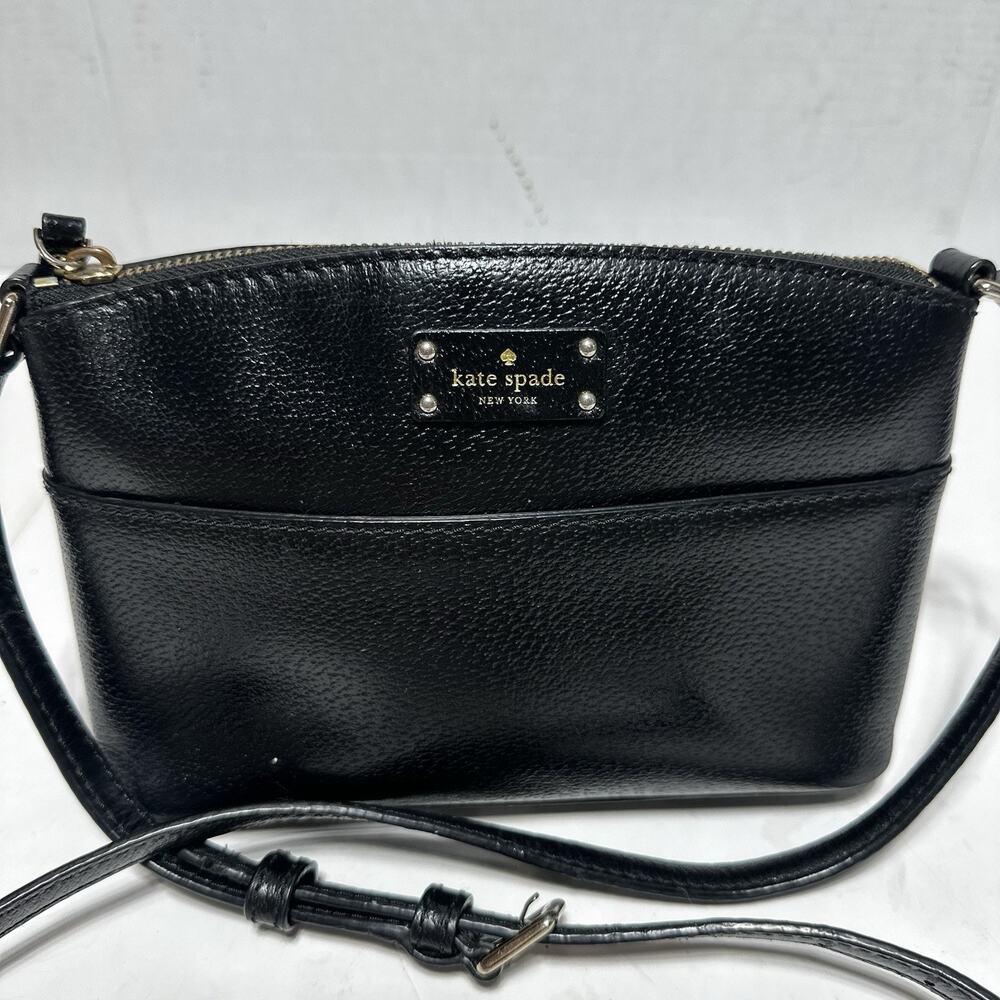 Kate Spade New York Black Pebbled Leather Crossbody Bag Gold Hardware